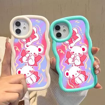 Окрашенный узор Big Wave Edge Мягкий силиконовый материал Macaron чехол для телефона противоударный защитный резиновый чехол для OPPO Reno Realme Realme P1 Pro 5G розовый