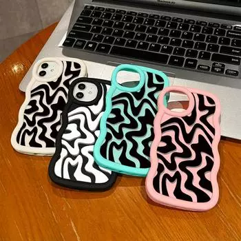 Окрашенный узор Big Wave Edge Мягкий силиконовый материал Macaron чехол для телефона противоударный защитный резиновый чехол для iPhone Huawei Honor Infinix Tecno iPhone 7 Plus синий