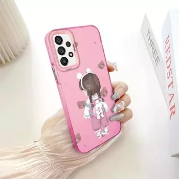 Окрашенный узор, цветной серебристый, двухсторонний, жесткий, противоударный чехол для телефона Samsung Samsung A21S темно-розовый