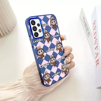 Окрашенный узор, цветной серебристый, двухсторонний, жесткий, противоударный чехол для телефона Samsung Samsung A03S синий