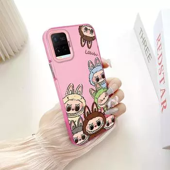 Окрашенный узор, красочный серебристый, двухсторонний, жесткий, противоударный чехол для телефона Vivo Vivo X50 Lite темно-розовый