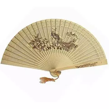 Окрашенный в китайском стиле деревянный веер из сандалового дерева, ретро складной веер, подарок, полый резной складной веер 1