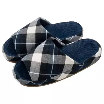 Okumura Slippers Tartan Check Comfort L Blue AAAA6910BL Foot Acupressure Reflexology
