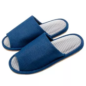 Okumura Slippers Washable Linen Style Outside Sewing LL Navy AAAA6916NV Smooth 3D Mesh Insole Large Size