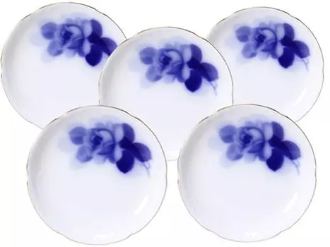 Okura Toen Blue Rose Set of 5 15cm plates (8211) 54HV/8211