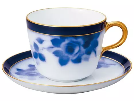 Okura Toen Okura Toen 100th Anniversary Blue Rose Morning Cup Saucer & 26c/8011-r