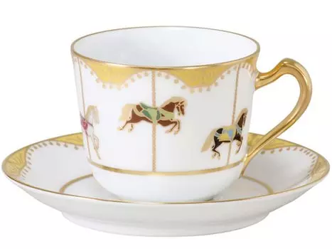 Okura Toen Succeeding Carousel Coffee Cup Saucer & 57c/1901