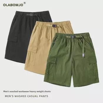 OLA Мужской японский повседневный комбинезон прямого кроя с множеством карманов, для весны и лета XXL хаки