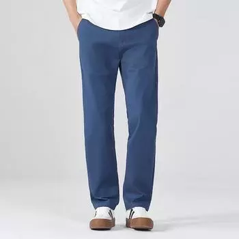 OLA Весна/Осень Простые деловые повседневные прямые брюки - Свободные, модные, приятные для кожи ткани 34 джинсовый синий