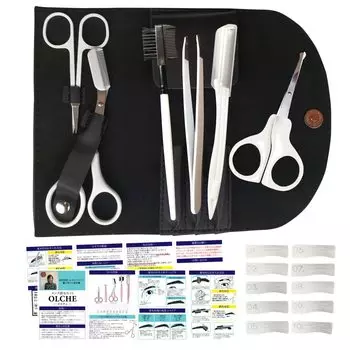 OLCHE by Hair Cutting Scissors Grooming Set for Beginners 19 Pieces Eyebrow Cutter Face Briggs Pattern Comb Scissors Eyebrow [Supervised Mens