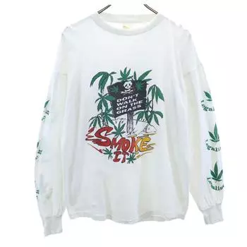 OLD 90s Long sleeve Double-sided printed skull T-shirt XL white Men s Used