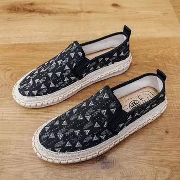 Old Beijing cloth shoes 2025 summer canvas breathable casual foot loafers social Internet celebrity tooling loafers 39 бежевый