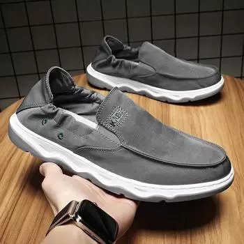 Old Beijing cloth shoes men s 2024 new summer one-pedal lazy canvas breathable driving casual trendy men s shoes 39 чёрный