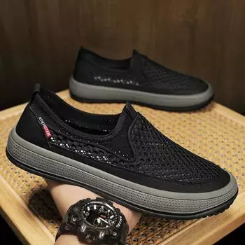 Old Beijing cloth shoes men s spring new non-slip breathable mesh men s mesh shoes sports and leisure middle-aged and elderly father shoes 39 чёрный