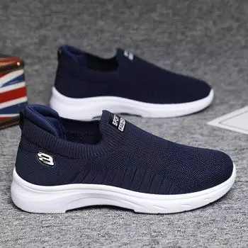 Old Beijing cloth shoes men s spring and autumn models large size fly-woven comfortable middle-aged and elderly men s single shoes foreign tr 39 чёрный