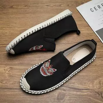 Old Beijing cloth shoes men s summer breathable deodorant Guochao hemp bottom black cloth shoes do not stink feet lazy one pedal fisherman 39 хаки