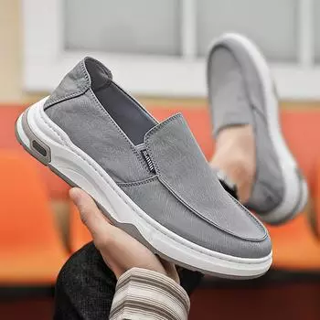 Old Beijing cloth shoes men s summer breathable casual ice silk one-pedal board shoes men s thick-soled non-slip sports tide shoes 39 серый