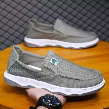 Old Beijing cloth shoes, new mesh breathable one-pedal soft-soled versatile lazy canvas shoes in the summer of 2024 39 чёрный