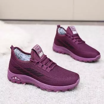 Old Beijing cloth shoes women s cotton shoes winter middle-aged and elderly walking shoes velvet warm non-slip sports casual elderly cotton shoes 36 чёрный