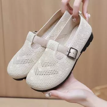 Old Beijing cloth shoes women s new genuine soft-soled middle-aged and elderly mother shoes breathable fly-woven shoes light and casual pedal 35