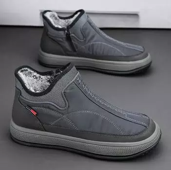 Old Beijing cotton shoes men s waterproof and non-slip one-pedal winter velvet thickened warm cloth shoes high-top elderly snow boots 39 чёрный