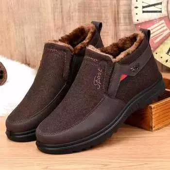 Old Beijing cotton shoes winter 2025 new high-top men s shoes warm soft-soled cotton boots piled and thickened middle-aged and elderly cloth shoes 39 чёрный