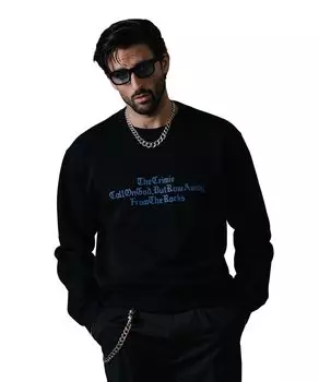 Old English Crew Neck Sweat Hoodie Fashion Black XL Size BLACK [Climy] Men s (US=L) чёрный