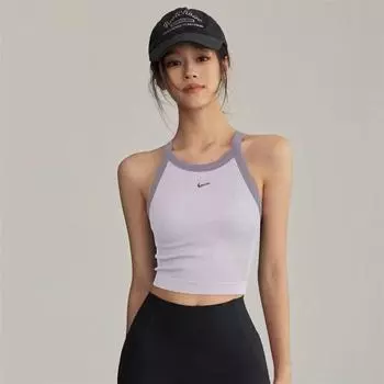 Ole NK Yoga Vest Women High Strength Shockproof Integrated With Chest Pad Sports Underwear Running Training Workout Clothes Smoked clothes purple L