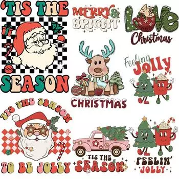 Олень Санта-Клаус мультфильм утюг термоперенос детская одежда тканевая сумка моющаяся нашивка толстовка с капюшоном футболка декор печать новогодние подарки