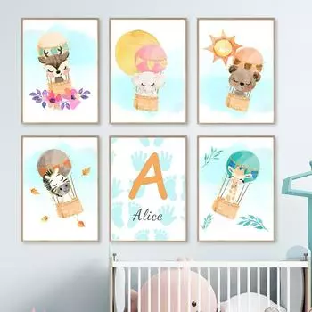 Олень, слон, медведь, зебра, жираф, воздушный шар, цитаты, настенная живопись на холсте, плакаты на скандинавскую тему и принты, настенные панно, декор для детской комнаты 21cm30cm NoFrame