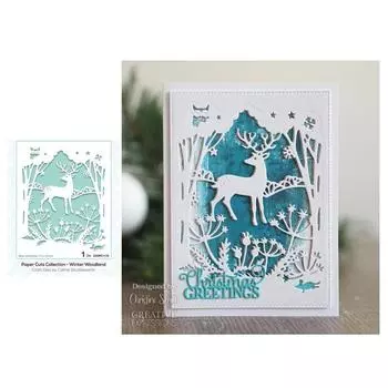 Олень в лесу ночью дизайн стиль металлические трафареты DIY Скрапбукинг трафарет для тиснения бумага ремесло шаблон альбома серебряный