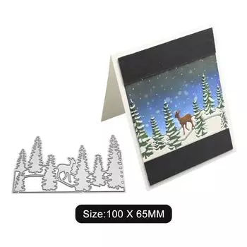 Олень в лесу рамка металлический серебристый трафарет тиснение вырубные штампы для скрапбукинга бумага альбом карты изготовление серебряный