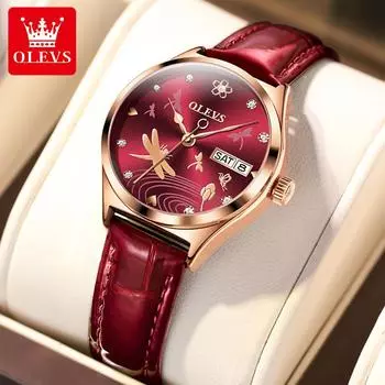 OLEVS 6611 с подарочной коробкой, роскошные модные механические часы, водонепроницаемые, благородные, светящиеся, элегантные женские часы