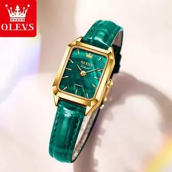 OLEVS 6626 с подарочной коробкой, маленькие квадратные золотые часы, кварцевые часы, водонепроницаемые женские часы