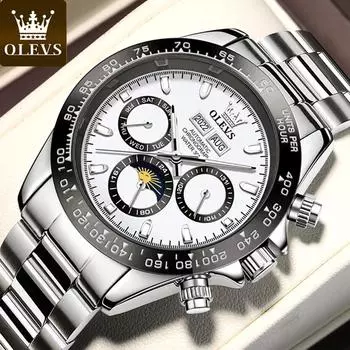 OLEVS 6654 с подарочной коробкой, верхние часы, квадратные многофункциональные деловые модные светящиеся мужские часы