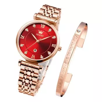 OLEVS Arm японские ультра розовые нержавеющая сталь стильные водонепроницаемые часы браслет розовый день подарок для часов на Рождество подарок OLEVS женские часы,