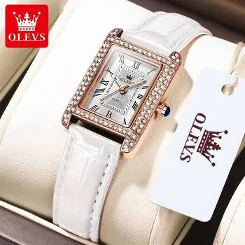 OLEVS Brand Watch Square Diamond ЖЕНСКИЕ кварцевые часы 9935 белый
