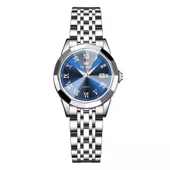 OLEVS Date Watch for Women Analog Business Blue Silver Stainless Steel Blue Pressure Easy to Read Ladies Casual Ladies Watch Women s Watch,