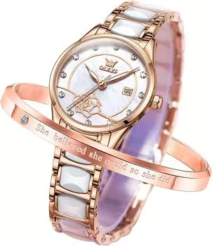 OLEVS Hand Easy to Japanese Day Белые женские часы, популярные, читающие, движущиеся, симпатичные, дата, светящиеся, водонепроницаемые, подарок на день святого Валентина, белый