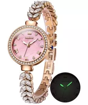 OLEVS Красивые простые в японском стиле розовые женские часы, дизайн, красивые, простые, популярные, смотреть, милые, водонепроницаемые, светящиеся, движение, бриллиант,