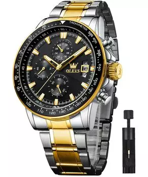 OLEVS кварцевые часы стильные многофункциональные часы из нержавеющей стали водонепроницаемые светящиеся часы с датой аналоговые модные студенческие часы компании для мужчин