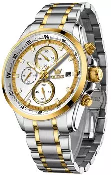 OLEVS кварцевые популярные часы стильные многофункциональные часы из нержавеющей стали водонепроницаемые часы с датой аналоговые модные студенческие часы для мужчин белые белый