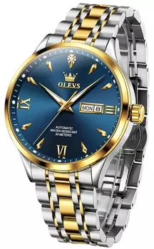 OLEVS механические часы с автоматическим ручным заводом, водонепроницаемые, с подсветкой, с указанием даты, из нержавеющей стали, наручные часы для мужчин