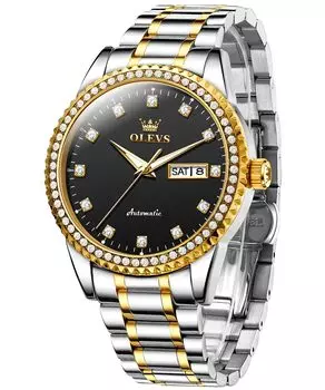 OLEVS Men s Mechanical Black Watch Stylish Automatic Waterproof Date Luminous Business Skeleton Arm Watch Popular Brand