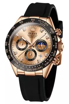 OLEVS Men s Popular Quartz Arm Watch Men s Chronograph Silicone Crystal Waterproof Luminous Date Rose Gold watch for men… (Pink Gold)…