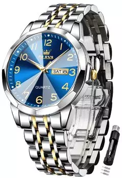 OLEVS Men s Stylish Chronograph Watch Men s Quartz Business Luxury Popular Brand Large Digital Dial Analog Waterproof Quartz Arm Watch Blue