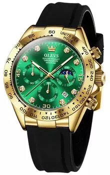 OLEVS Men s Watch, Cool Analog Quartz Arm Clock, Moon Phase Stopwatch, Crystal, Waterproof, Luminous, Date…