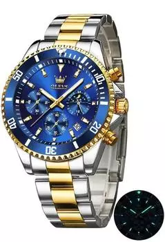 OLEVS Men s Watch Popular Hand Watch Quartz Fashion Business Chronograph Stainless Steel watch for men Waterproof Date Men s Watch Present Blue
