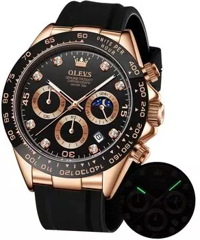 OLEVS Men s Watch Popular Made in Japan - Quartz Sports Fashion Brand Stopwatch 24 Hour Date Waterproof Black [Parallel Import]