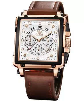 OLEVS Men s Waterproof Analog Quartz Date Square Dial Popular Present Chronograph Father s Day Gift Men Watch White